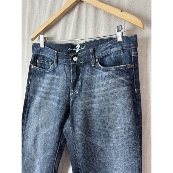 7 For All Mankind Western Cowgirl Flare Denim‎ Jeans Size 30 Dark Wash Cotton US - Picture 2 of 12